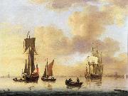 Francis Swaine A royal yacht and small naval ship in a calm oil painting picture wholesale